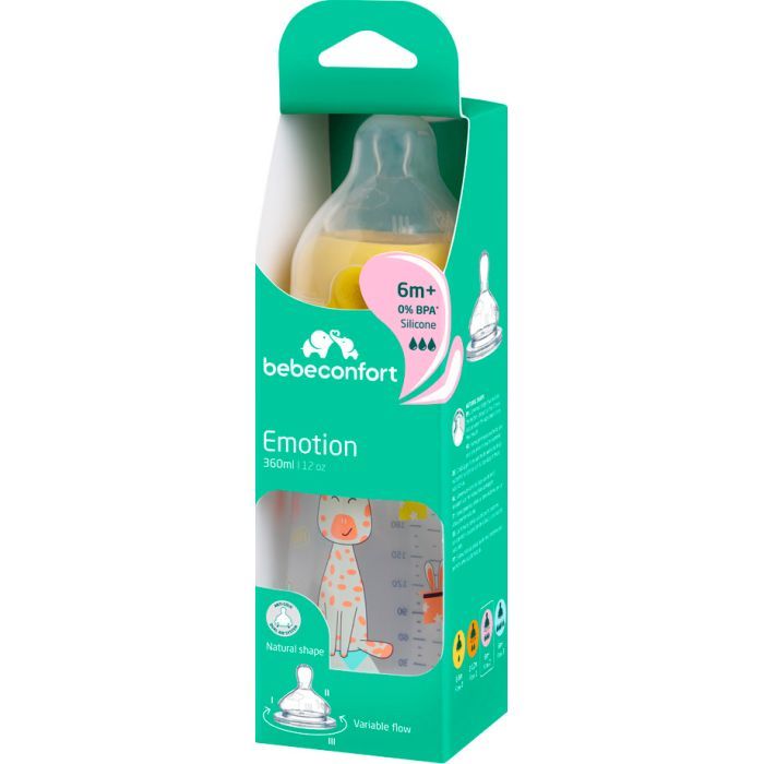 Бутылочка для кормления Bebe Confort Emotion, 360 мл, 6+ мес (желтая) (3102202030) изображение 3