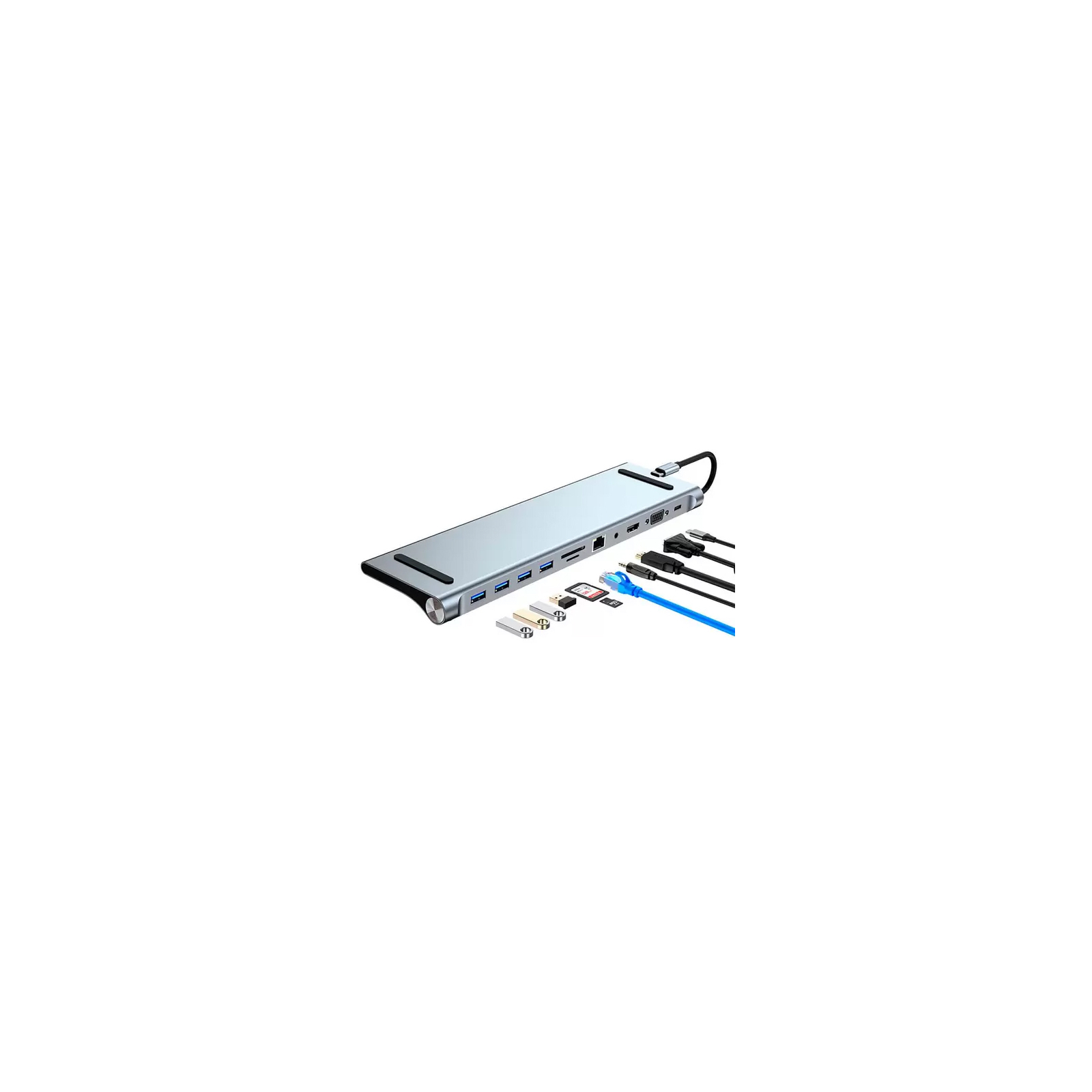Порт-репликатор Dynamode 11-in-1 USB-C to HDTV 4K/30Hz, VGA, 1хUSB3.0, RJ45, Type-C PD, Audio, SD/MicroSD (BYL-2003) изображение 3
