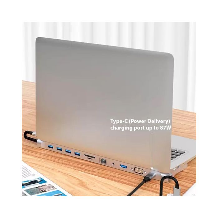 Порт-репликатор Dynamode 11-in-1 USB-C to HDTV 4K/30Hz, VGA, 1хUSB3.0, RJ45, Type-C PD, Audio, SD/MicroSD (BYL-2003) изображение 6