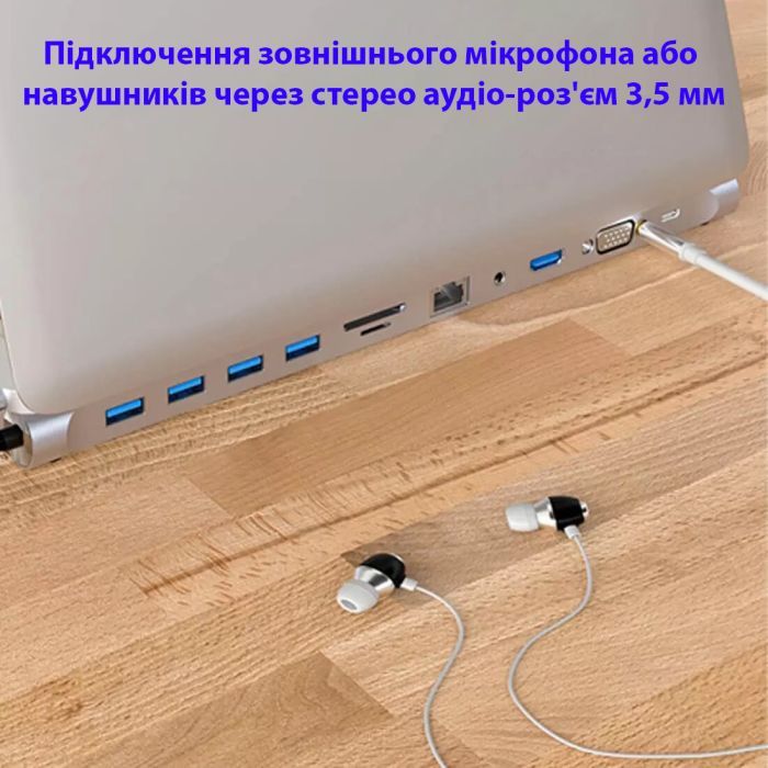 Порт-репликатор Dynamode 11-in-1 USB-C to HDTV 4K/30Hz, VGA, 1хUSB3.0, RJ45, Type-C PD, Audio, SD/MicroSD (BYL-2003) изображение 9