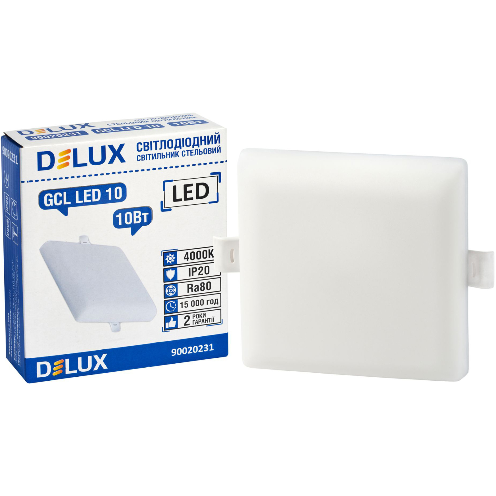 Світильник Delux GCL LED 10 4000К 10Вт 230В SQUARE (90020231) зображення 2