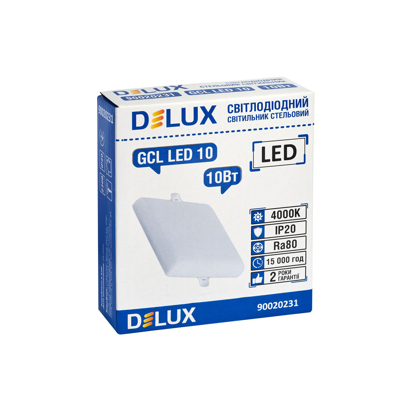 Світильник Delux GCL LED 10 4000К 10Вт 230В SQUARE (90020231) зображення 3