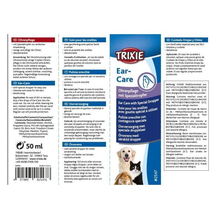 Лосьон для животных Trixie для ухода за ушами 50 мл (4011905025476) изображение 3