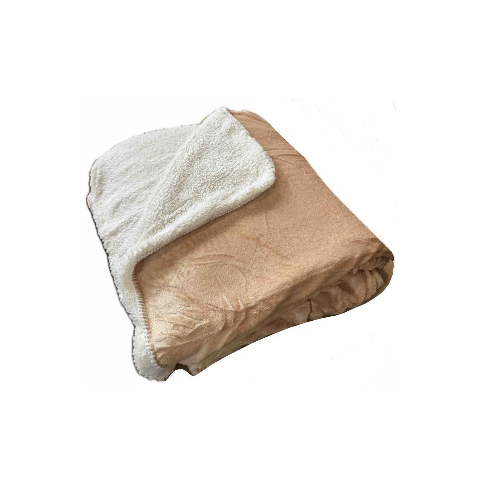 Плед Casablanket одеяло Микрофибра + Мех Бежевое двустороннее евро 210х230 (П-К_однот_беж)