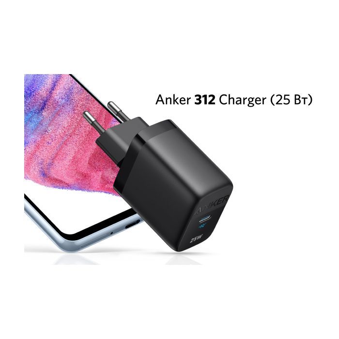 Зарядний пристрій Anker PowerPort 312 - 25W USB-C Black (A2642G11) зображення 2