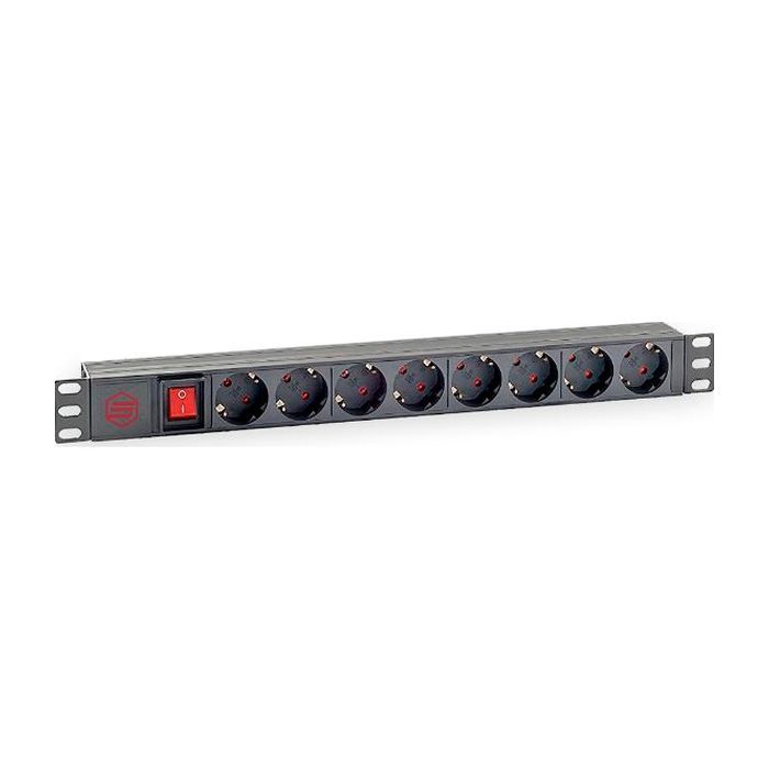 Силовой блок 19" 1U 8xSchuko, вимикач, С14 Kingda (KD-PDU-GM-1U-P8-C14)