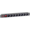 Силовой блок 19" 1U 8xSchuko, вимикач, С14 Kingda (KD-PDU-GM-1U-P8-C14)