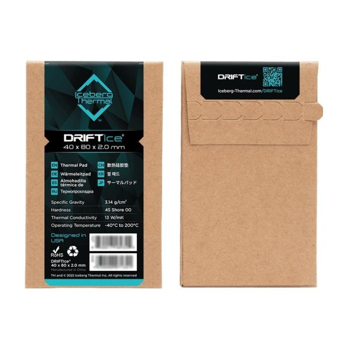 Термопрокладка Iceberg Thermal DRIFTIce Thermal Pad 40mmx80mm 2.0mm (DRIFTICE20-A0A) изображение 5