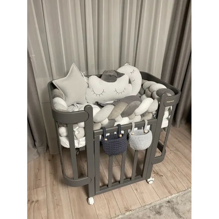 Кроватка Ingvart трансформер Nika 60 с опускной боковинкой (60х94, 60х120) графит (999100) изображение 4