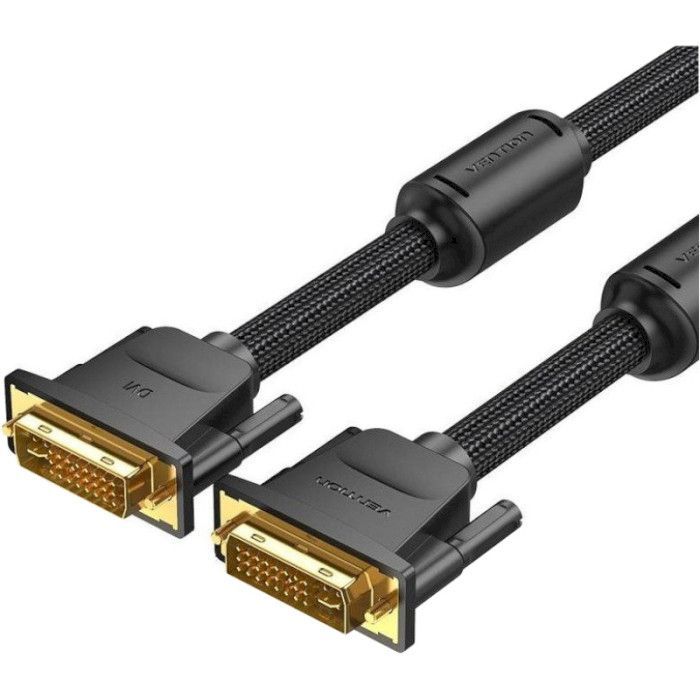 Кабель мультимедийный DVI to DVI 24+1pin 8.0m 2K 60Hz ferrite Vention (EAEBK)