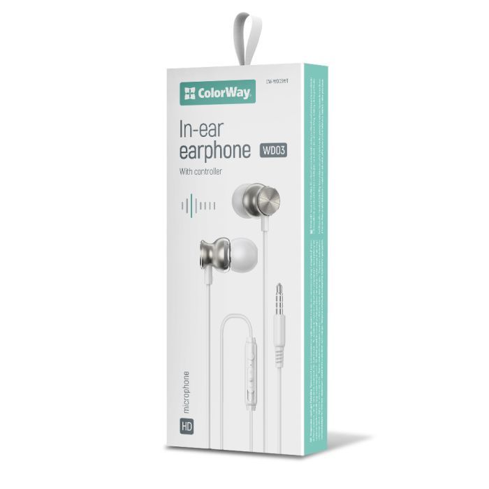 Наушники ColorWay 3.5 mm Wired Earphone UrbanBeat White (CW-WD03WT) изображение 2