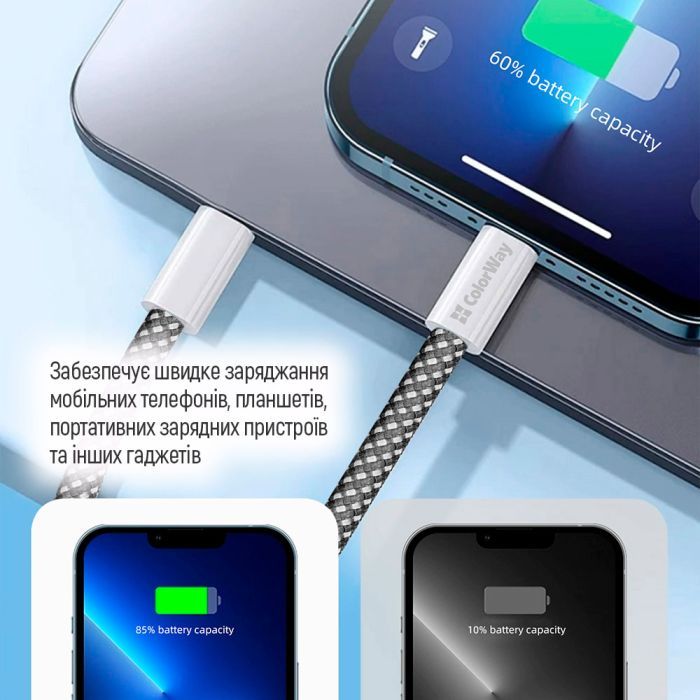 Дата кабель USB-C to Lightning 1.0m 27W pink ColorWay (CW-CBPDCL061-P) зображення 12