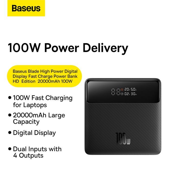 Батарея універсальна Baseus Blade 20000mAh 100W OE, black (PPBL000301) зображення 9