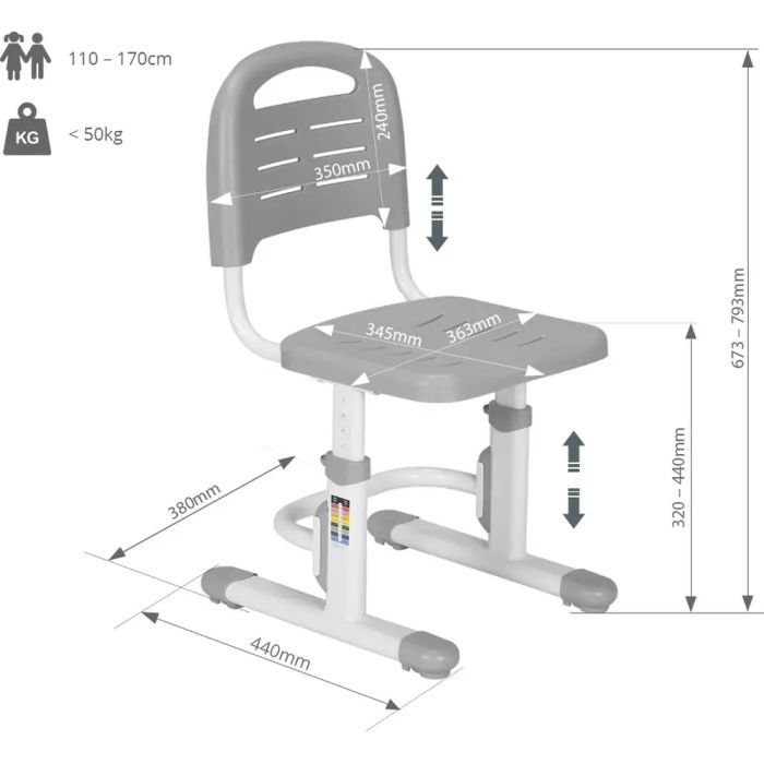 Шкільний стілець FunDesk SST3L Grey зображення 2