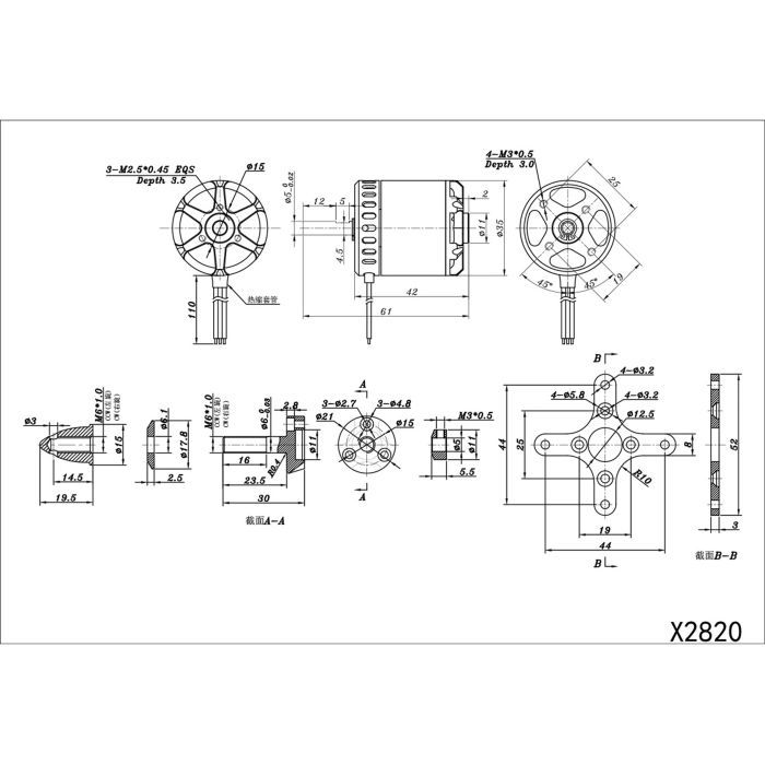 Двигатель для дрона SunnySky X Series V3 X2820 1000KV (X2820-1000KV) изображение 2