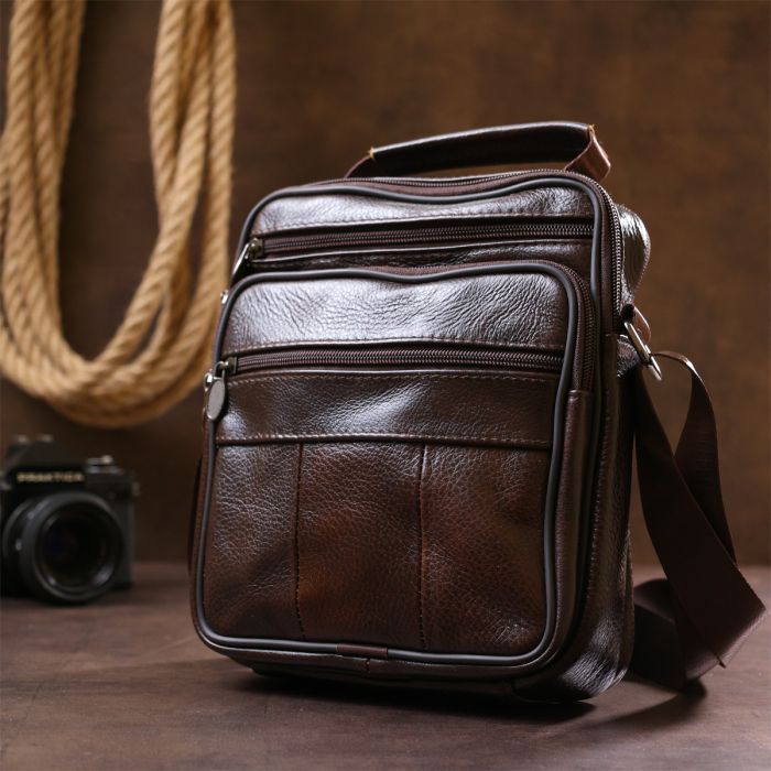 Сумка Vintage Из натуральной кожи Коричневая (20450) изображение 9