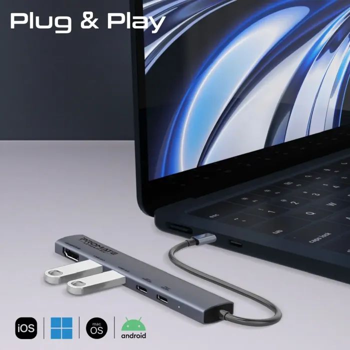 Концентратор Promate USB Hub 5 ports linkhub-5x (linkhub-5x) зображення 7