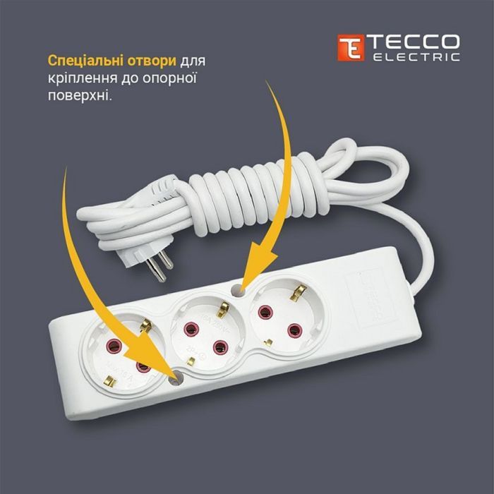 Сетевой удлинитель TECCO 3м 2 поста white (8681277841118) изображение 7