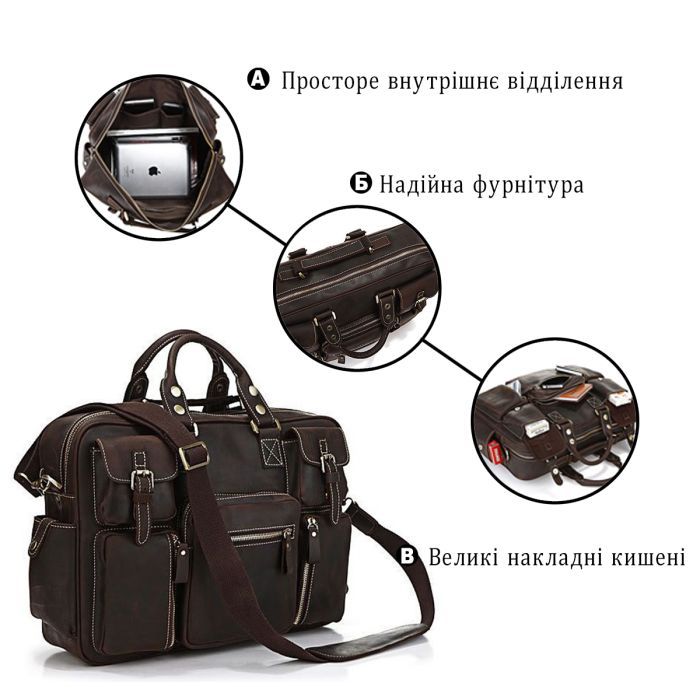 Сумка Vintage Коричневая (14052) изображение 4