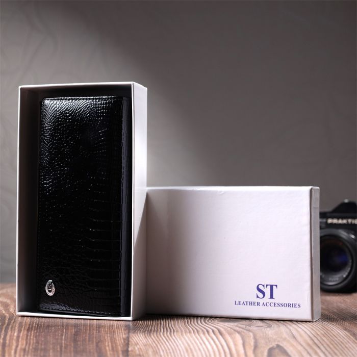 Кошелек ST Leather Из натуральной лакированной кожи Черный (22679) изображение 12