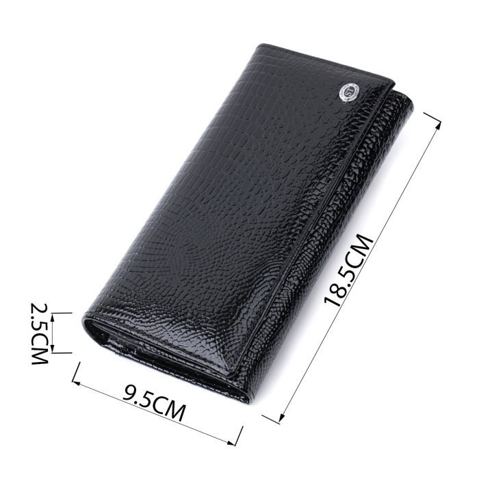 Кошелек ST Leather Из натуральной лакированной кожи Черный (22679) изображение 3