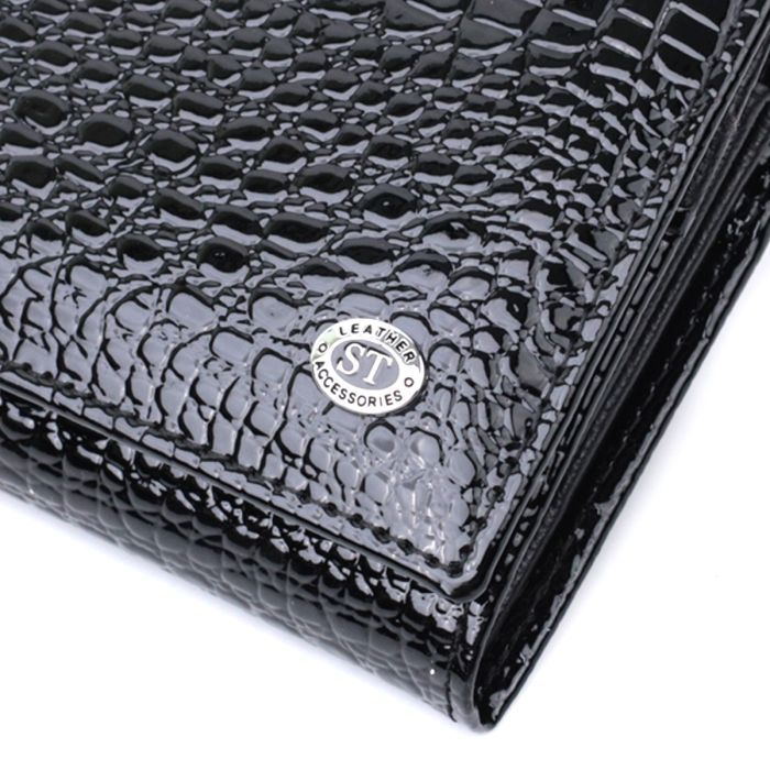 Кошелек ST Leather Из натуральной лакированной кожи Черный (22679) изображение 5