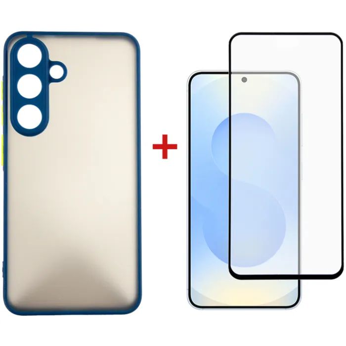 Чехол для мобильного телефона Dengos Kit Samsung Galaxy S25 Plus Matte + glass (Blue) (DG-KM-143)