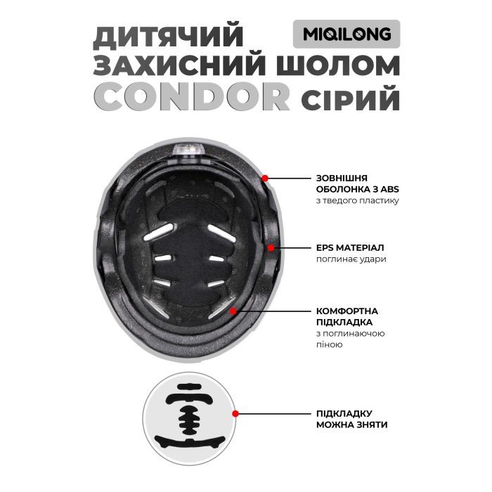 Шолом Miqilong Condor сірий (CONDOR-M-GRAY) зображення 12