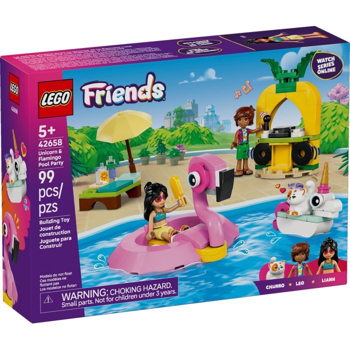 Конструктор LEGO Friends Вечеринка единорога и фламинго у бассейна (42658)