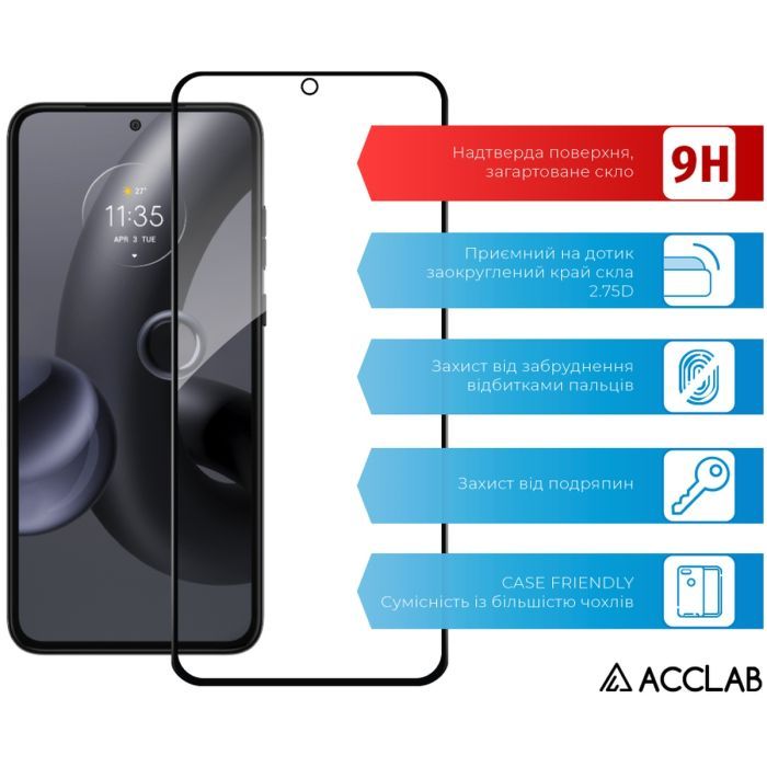 Скло захисне ACCLAB Full Glue MOTO EDGE 30 Neo Black (1283126546679) зображення 3
