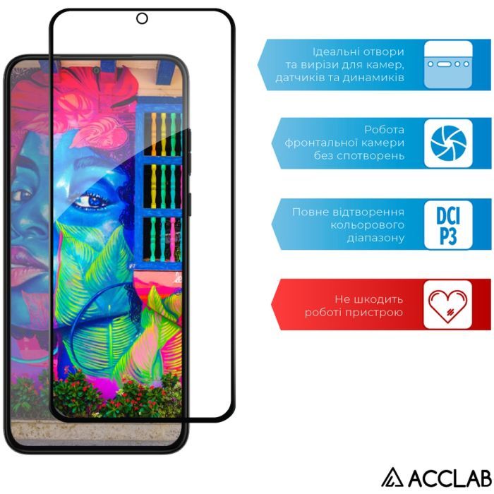 Скло захисне ACCLAB Full Glue MOTO EDGE 30 Neo Black (1283126546679) зображення 5