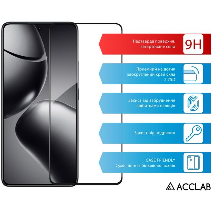 Стекло защитное ACCLAB Full Glue Xiaomi 14T Pro Black (1283126603464) изображение 3