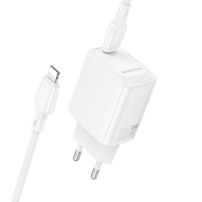Зарядное устройство BOROFONE BN26 Fuente USB-C PD20W + cable USB-C to Lightning White (6941991120244) изображение 4