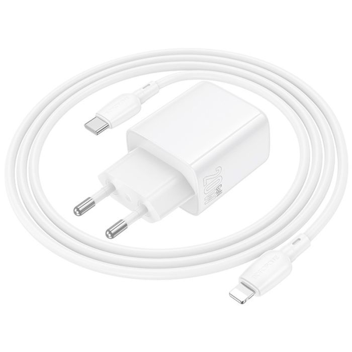Зарядное устройство BOROFONE BN26 Fuente USB-C PD20W + cable USB-C to Lightning White (6941991120244) изображение 5