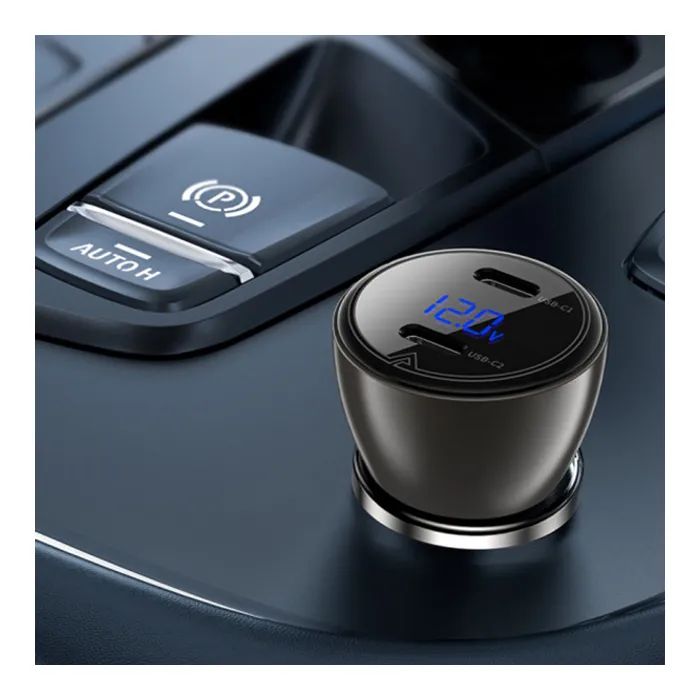 Зарядний пристрій Acefast B10 Car Charger 2xUSB-C 60W with digital display Metal Black (6974316282358) зображення 6