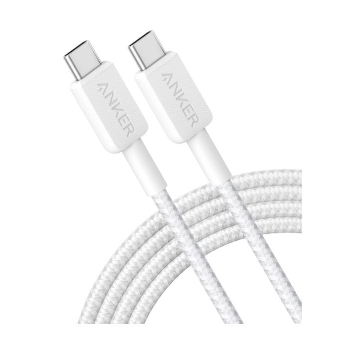 Дата кабель USB-C to USB-C 0.9m nylon 322 white Anker (A81F5H21/A81F5G21) зображення 2