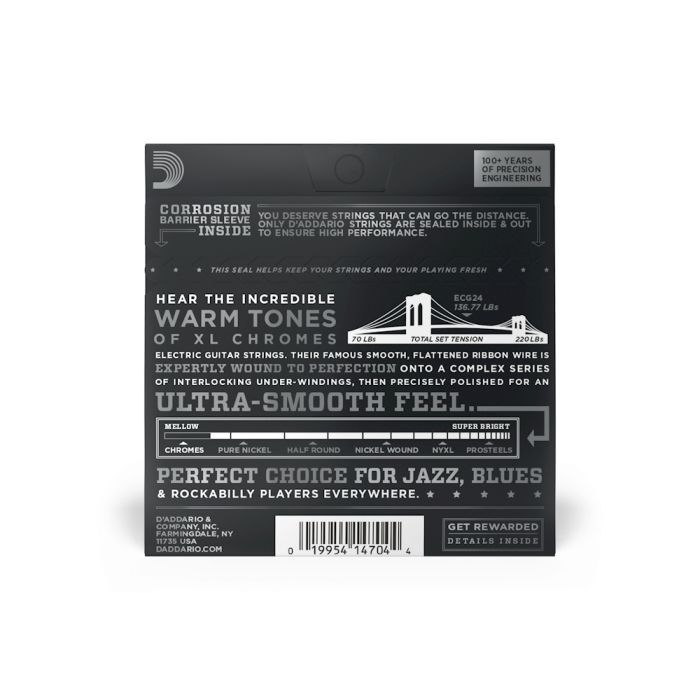 Струны для гитары D'Addario XL Chromes Jazz Light (11-50) (ECG24) изображение 3