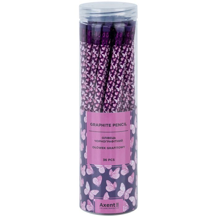 Карандаш графитный Axent Butterly круглый, с резинкой, НВ (9009/36-15-A) изображение 2