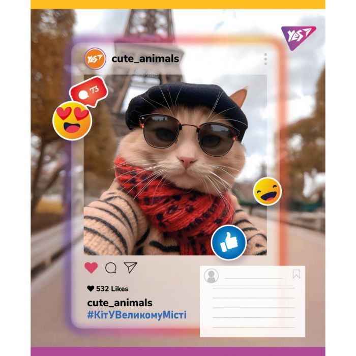 Зошит Yes Cute animals А5 24 аркушів клітинка (767729) зображення 2