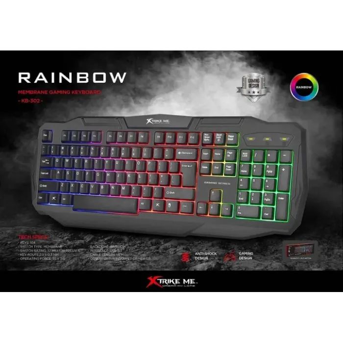 Клавіатура Xtrike ME KB-302 RGB Black (KB-302) зображення 4