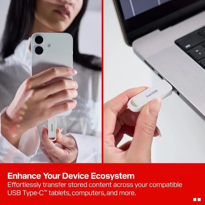 USB флеш накопичувач SanDisk 128GB Phone Drive Arctic White Type-C USB 3.2 (SDIXS0N-128G-GN6NE) зображення 5