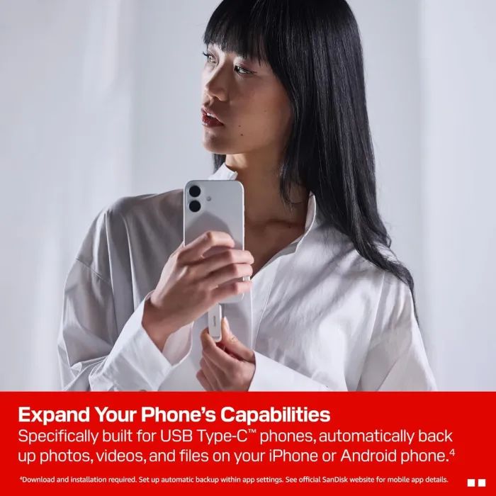 USB флеш накопичувач SanDisk 128GB Phone Drive Arctic White Type-C USB 3.2 (SDIXS0N-128G-GN6NE) зображення 8