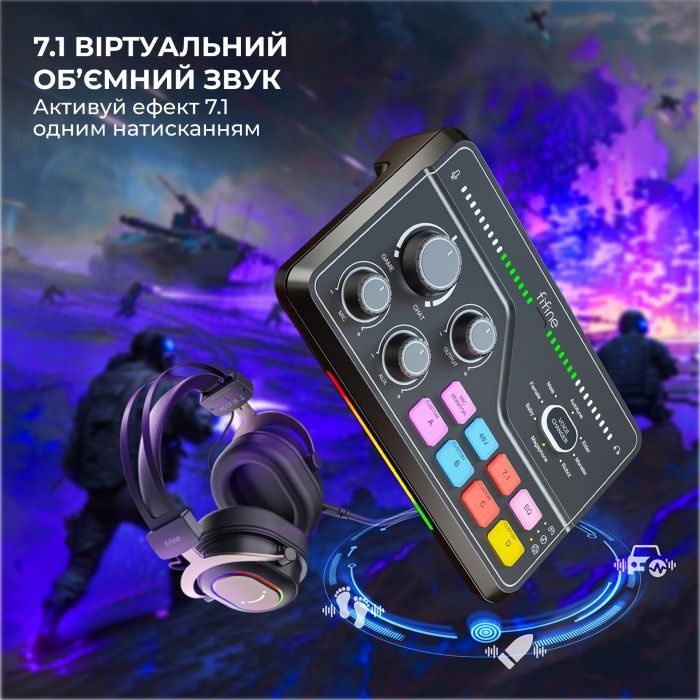 Мікшерний пульт Fifine SC8 Black (SC8) зображення 7