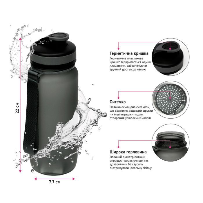 Пляшка для води Line Art Flores 650 мл червоний (60014218LA-02) зображення 5