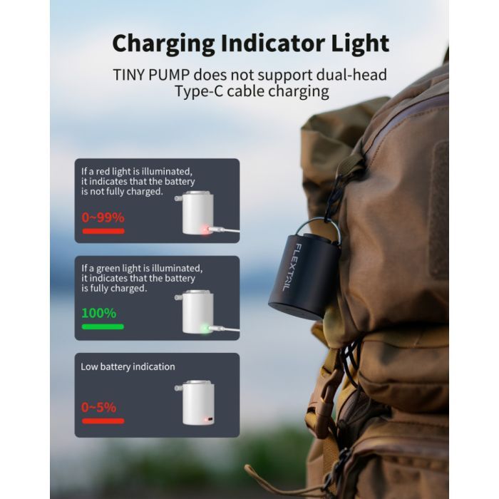 Насос для надувних меблів Flextail Tiny Pump, помаранчевий (6975755961378) зображення 6