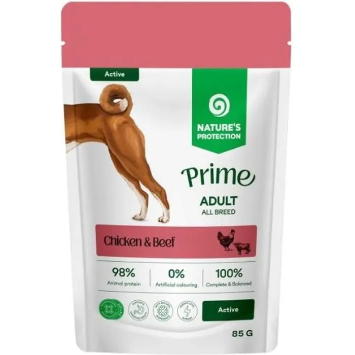 Вологий корм для собак Nature's Protection Prime Active Adult Dogs Chicken and Beef 85 г (NPPR47923)