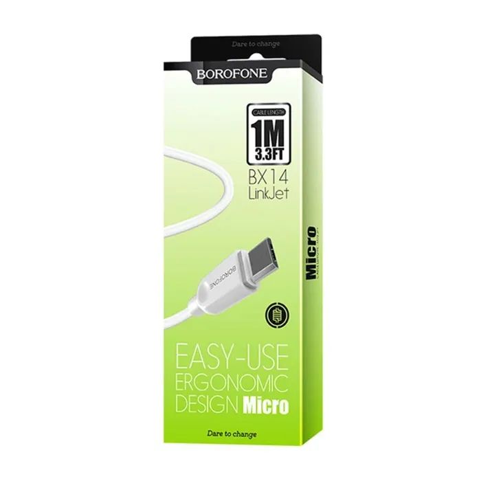 Дата кабель USB 2.0 AM to Micro 5P 1.0m 2.4A BX14 white BOROFONE (6957531089988) изображение 2