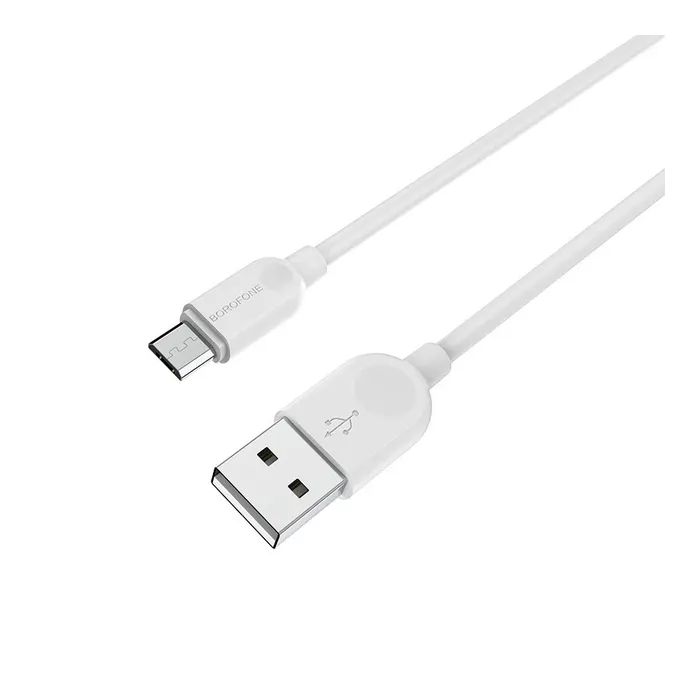 Дата кабель USB 2.0 AM to Micro 5P 1.0m 2.4A BX14 white BOROFONE (6957531089988) изображение 3