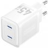 Зарядний пристрій Vention 2xUSB-C PD45W GaN white (FEFW0-EU)