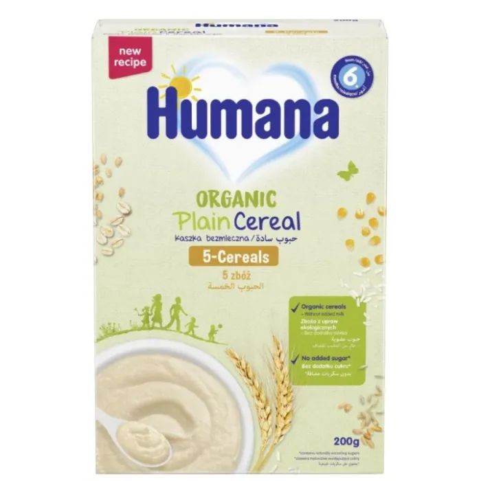 Детская каша Humana Organic Plain Cereal 5-Cereals безмолочная от 6 месяцев 200 г (4251099602682)
